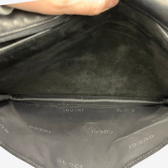 Gucci Black Suede Shoulder Bag 001 3266 Vintage Messenger Style Made In Italy - Picture 10 of 16